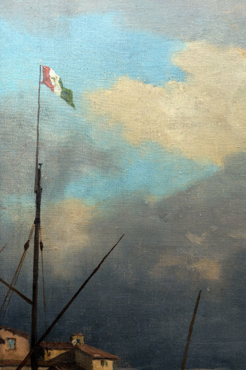 Antoine Claude PONTHUS-CINIER – Vue du port de Naples – Huile sur toile – Monogrammée - XIXe s.-photo-6