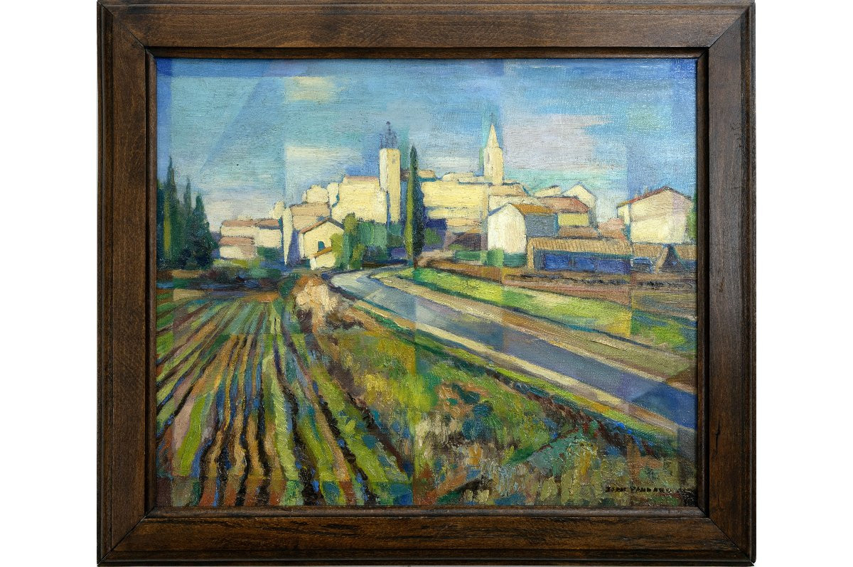 Jean PANNARD -  Village du sud de la France – Huile sur toile – Signée – Vers 1950 -photo-2