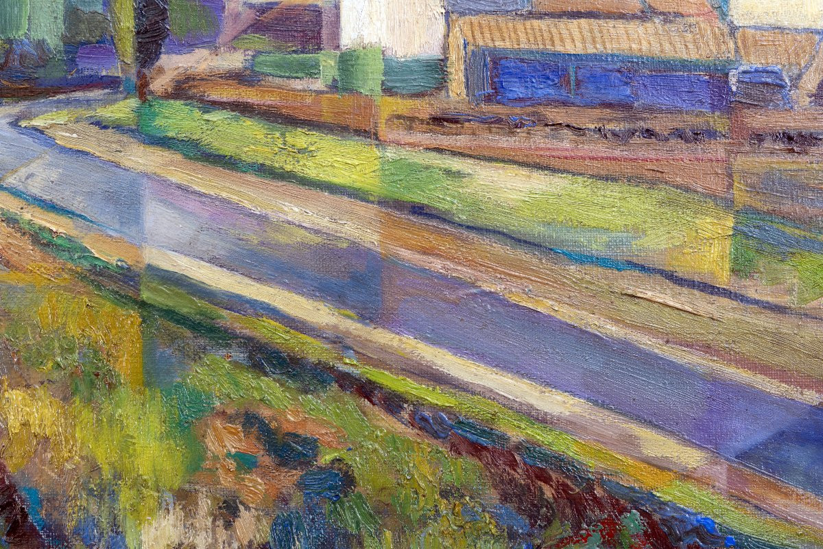 Jean PANNARD -  Village du sud de la France – Huile sur toile – Signée – Vers 1950 -photo-3