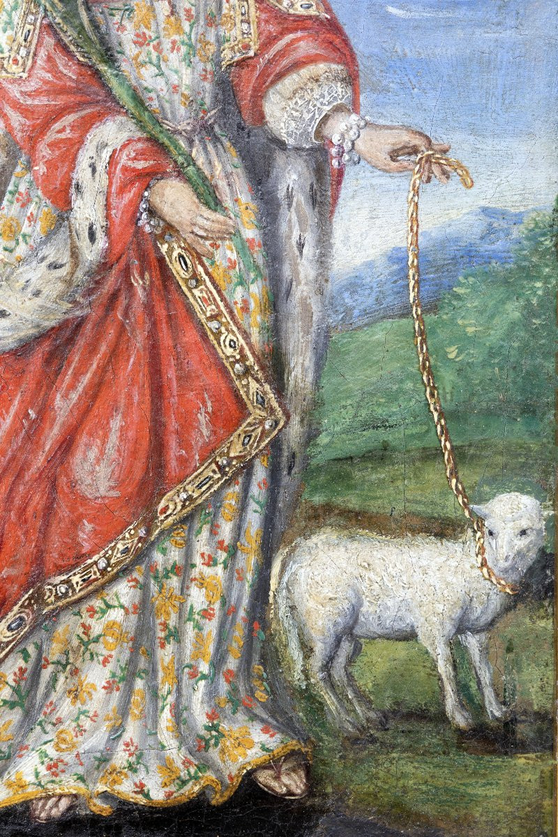 École franco-flamande – Sainte Agnès – Fin XVIIe – Huile sur toile-photo-3