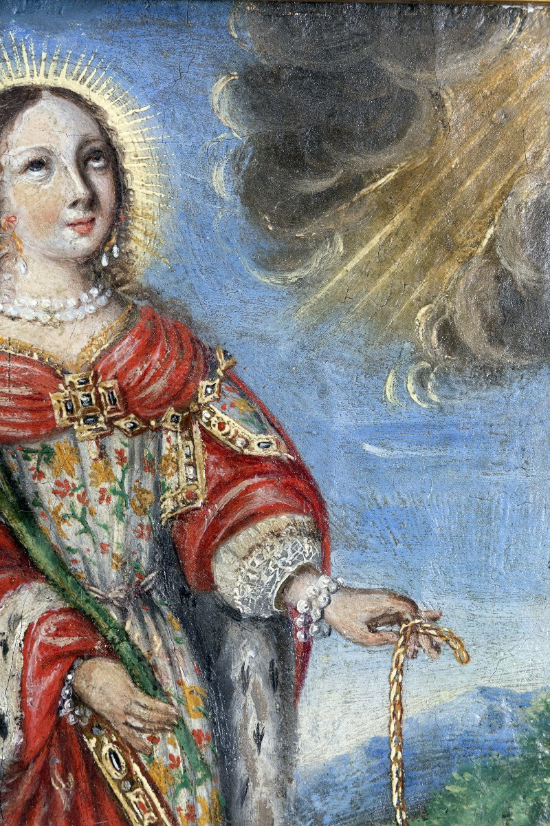 École franco-flamande – Sainte Agnès – Fin XVIIe – Huile sur toile-photo-4