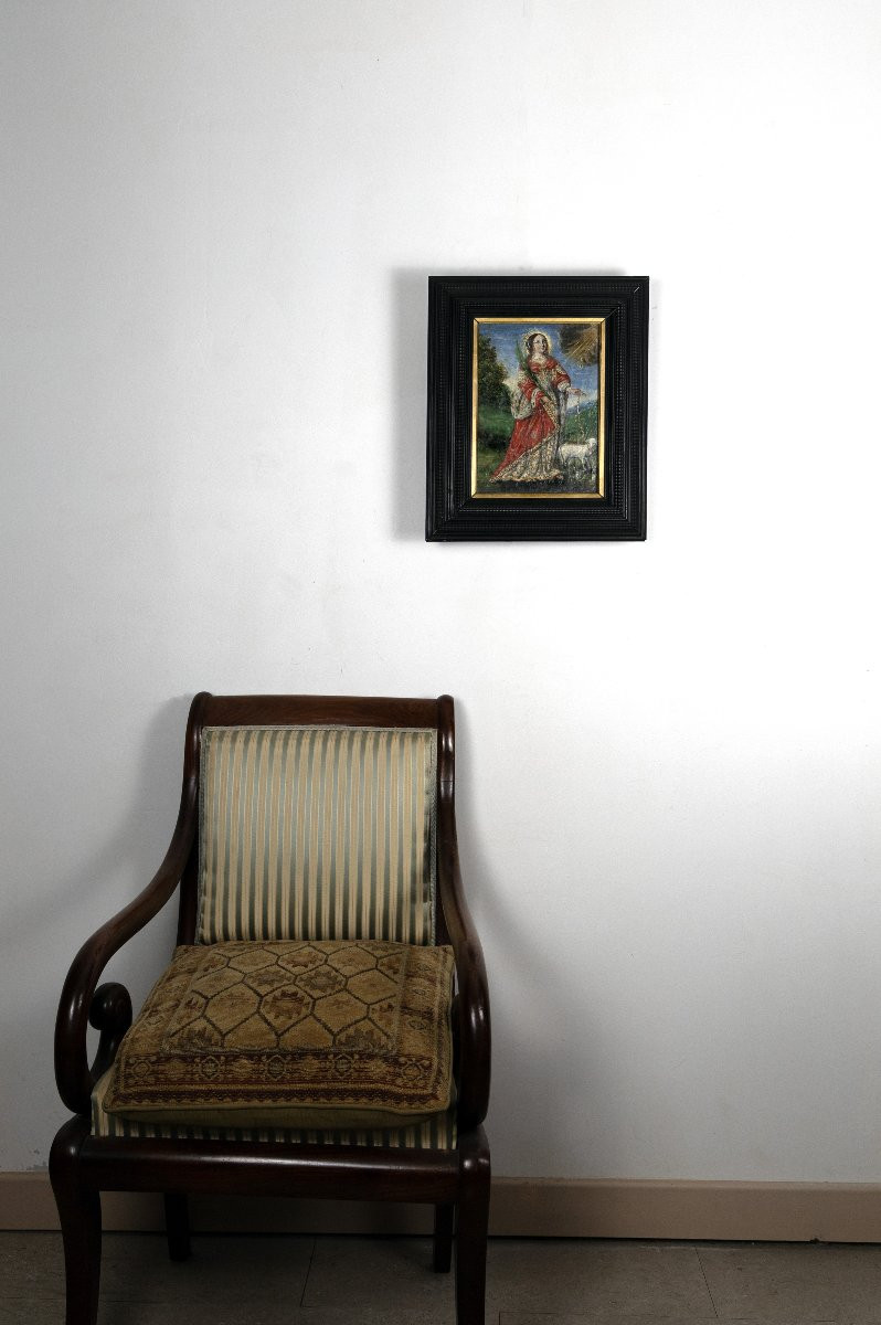 École franco-flamande – Sainte Agnès – Fin XVIIe – Huile sur toile-photo-6