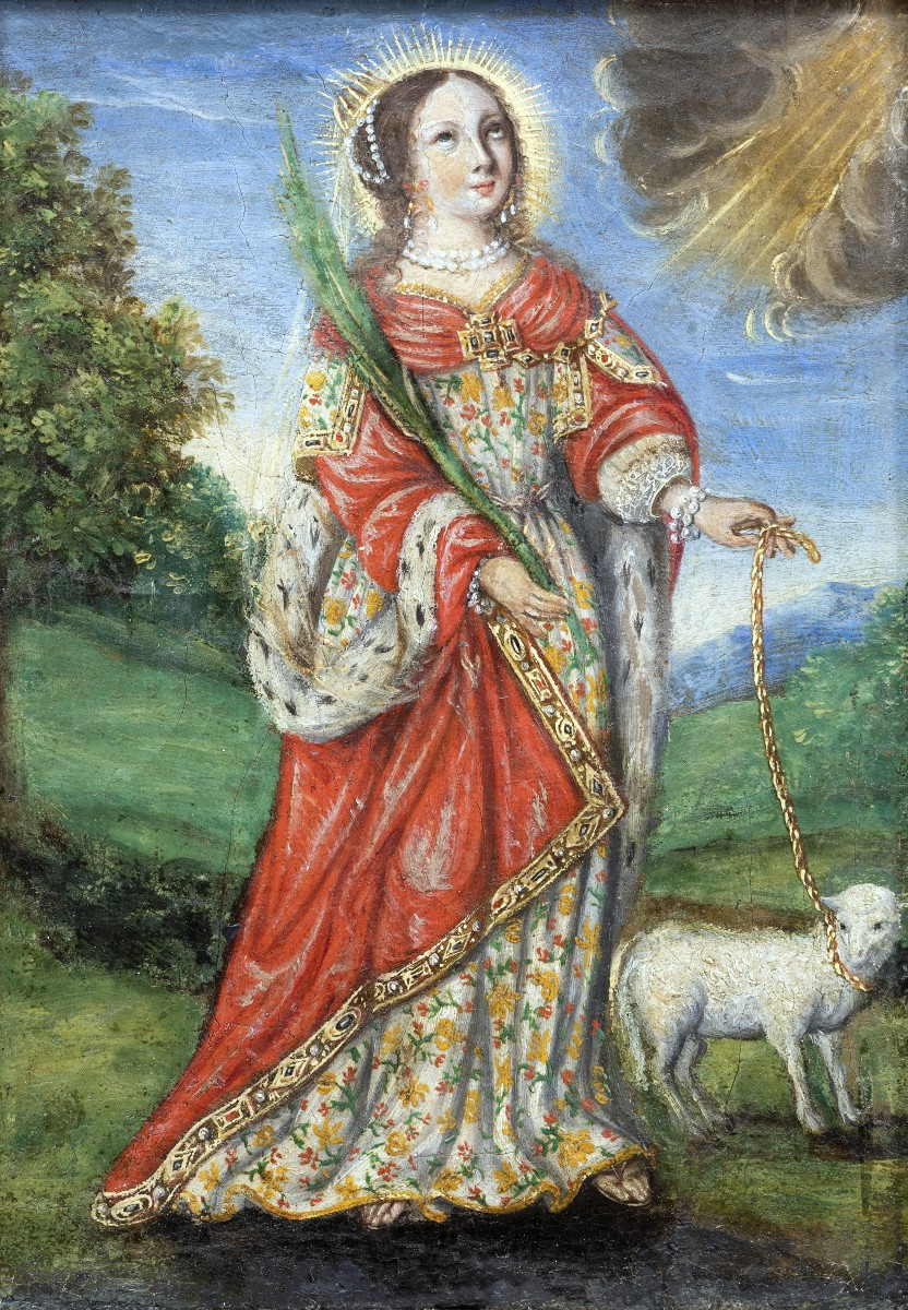 École franco-flamande – Sainte Agnès – Fin XVIIe – Huile sur toile