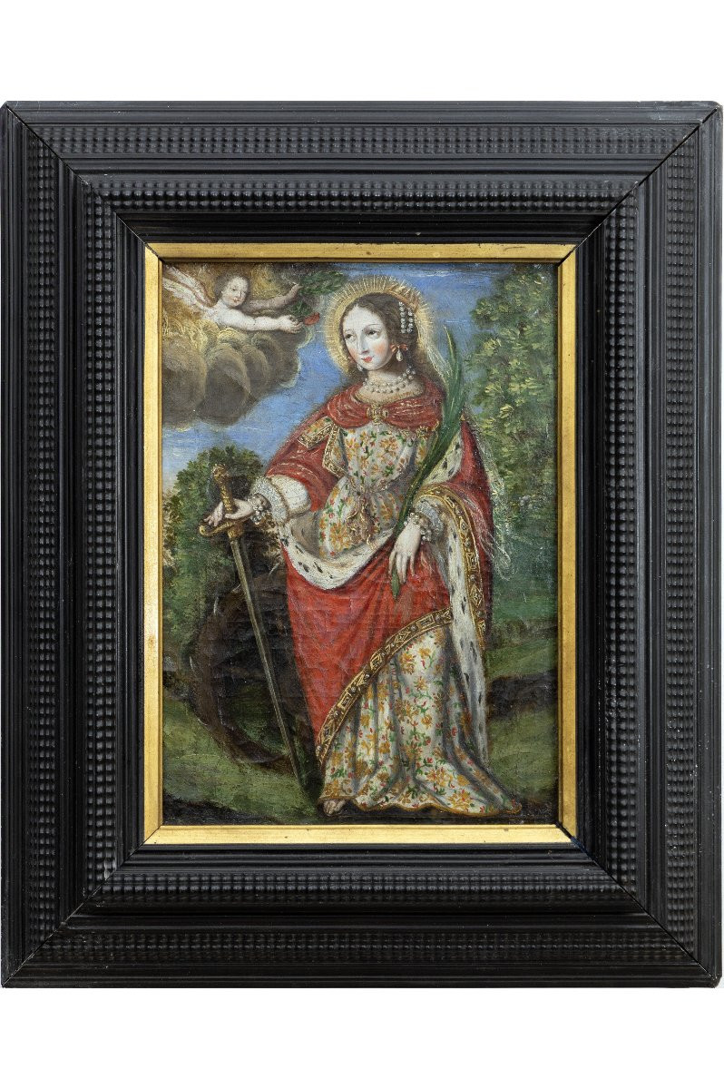 Franco-flemish School - Sainte Catherine d'Alexandrie - Late 17th Century - Oil On Canvas-photo-2