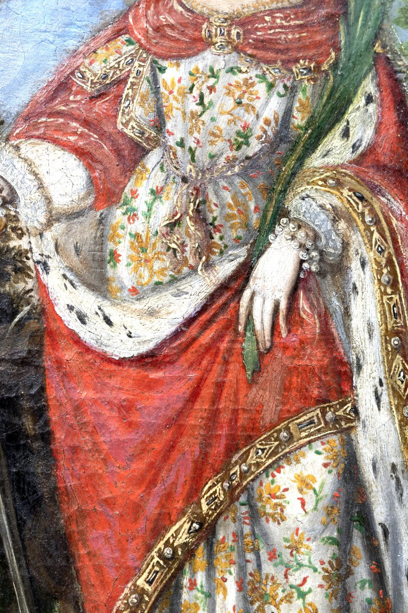 Franco-flemish School - Sainte Catherine d'Alexandrie - Late 17th Century - Oil On Canvas-photo-1