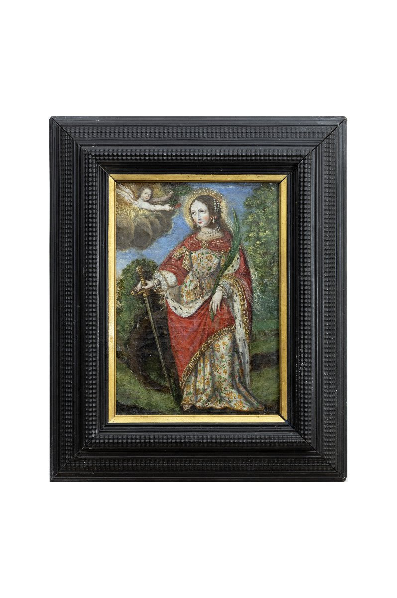Franco-flemish School - Sainte Catherine d'Alexandrie - Late 17th Century - Oil On Canvas-photo-5