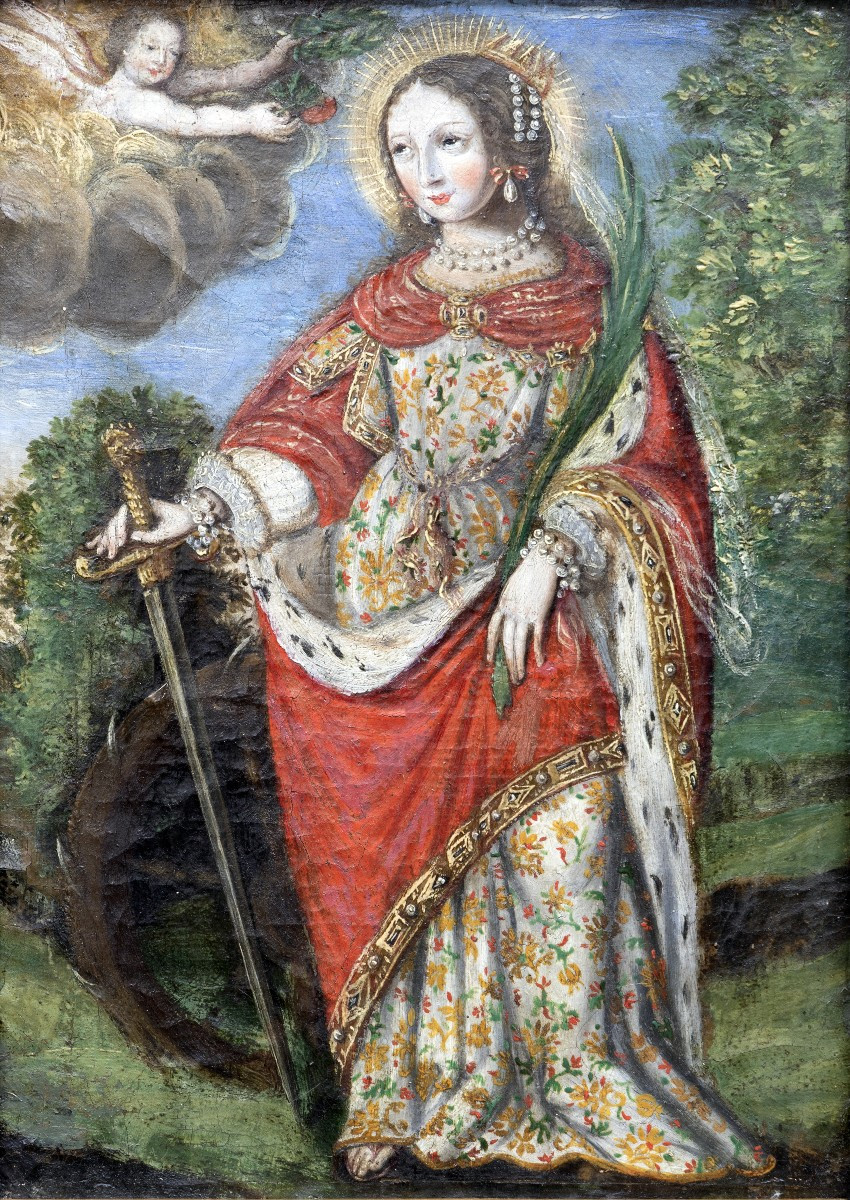 Franco-flemish School - Sainte Catherine d'Alexandrie - Late 17th Century - Oil On Canvas