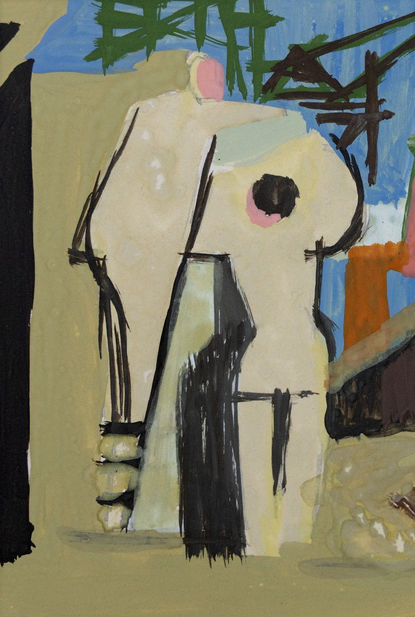 Roger Derieux - The Masons - Gouache - About 1955 - Authentication Stamp-photo-3