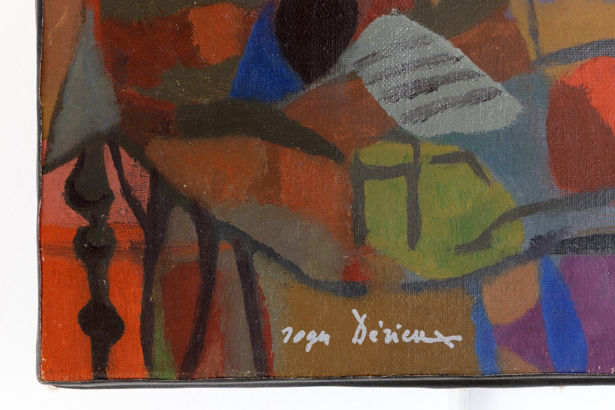 Roger DERIEUX – Personnage rose – Huile sur toile –  1956 - Signée -photo-3