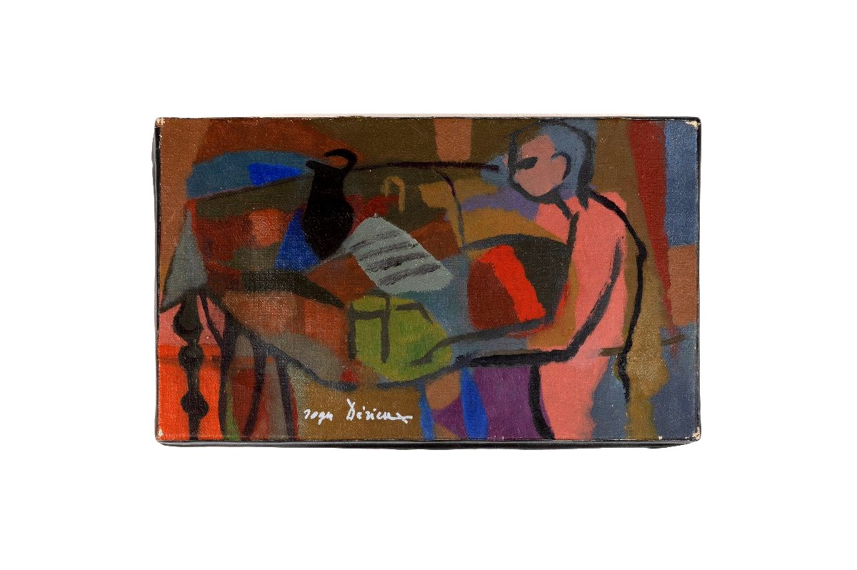 Roger DERIEUX – Personnage rose – Huile sur toile –  1956 - Signée -photo-4