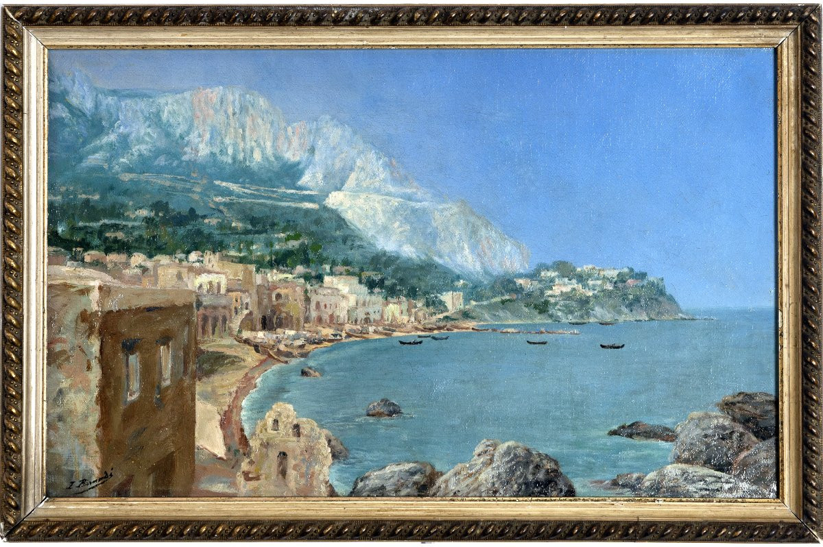 View Of The Bay Of Capri - Oil On Canvas - About 1880 - Signed-photo-2