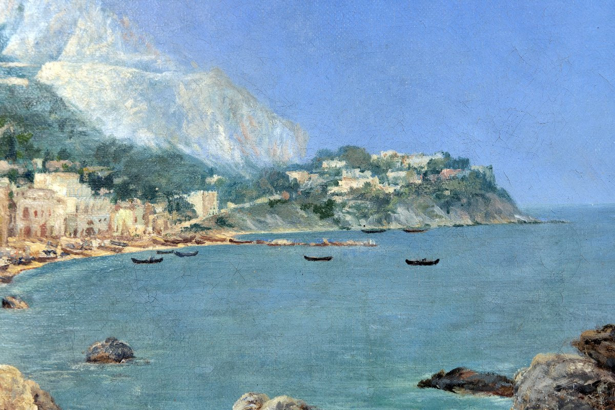 View Of The Bay Of Capri - Oil On Canvas - About 1880 - Signed-photo-2