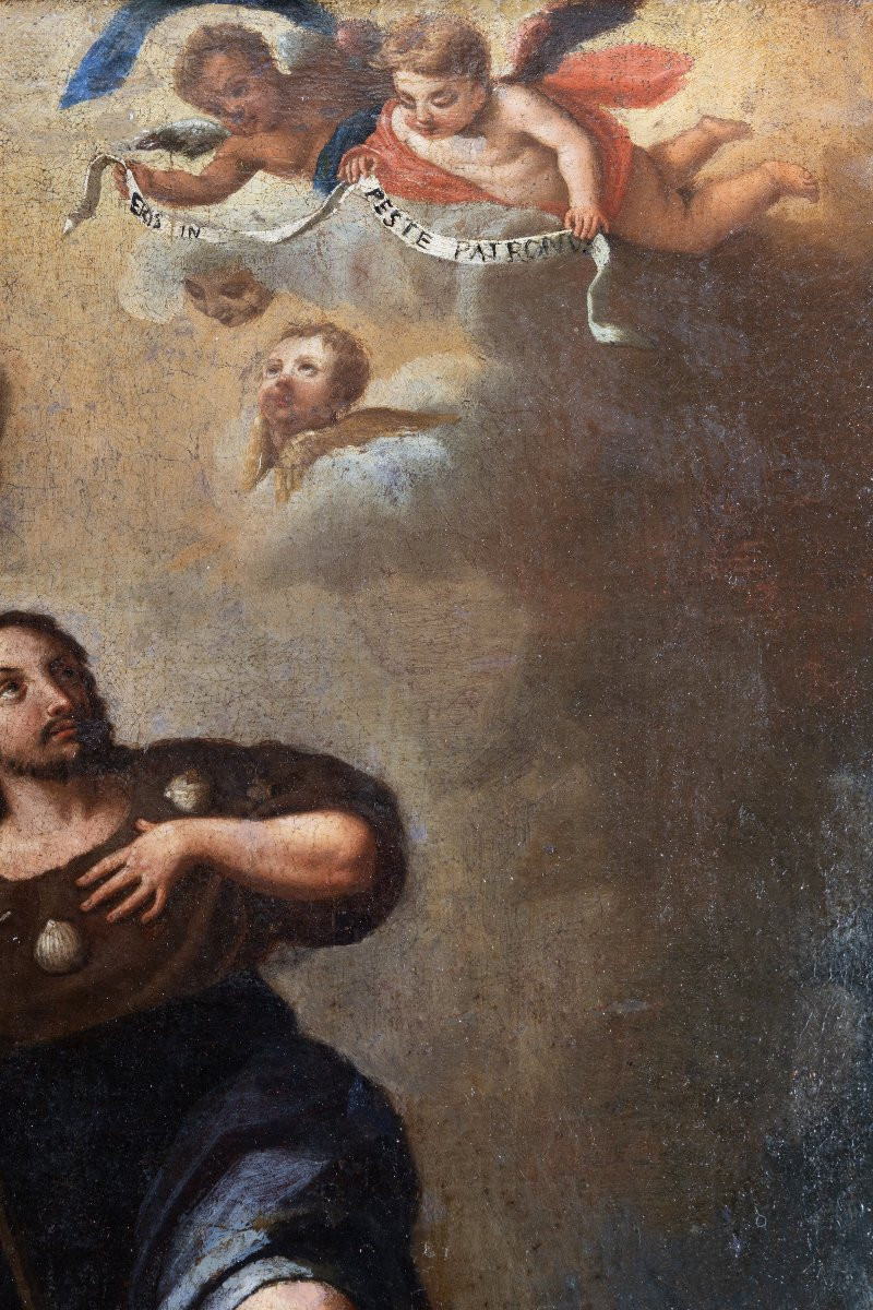 Cercle de Murillo - Saint Roch intercédant pour les pestiférés - Huile sur toile - fin XVIIe-photo-2