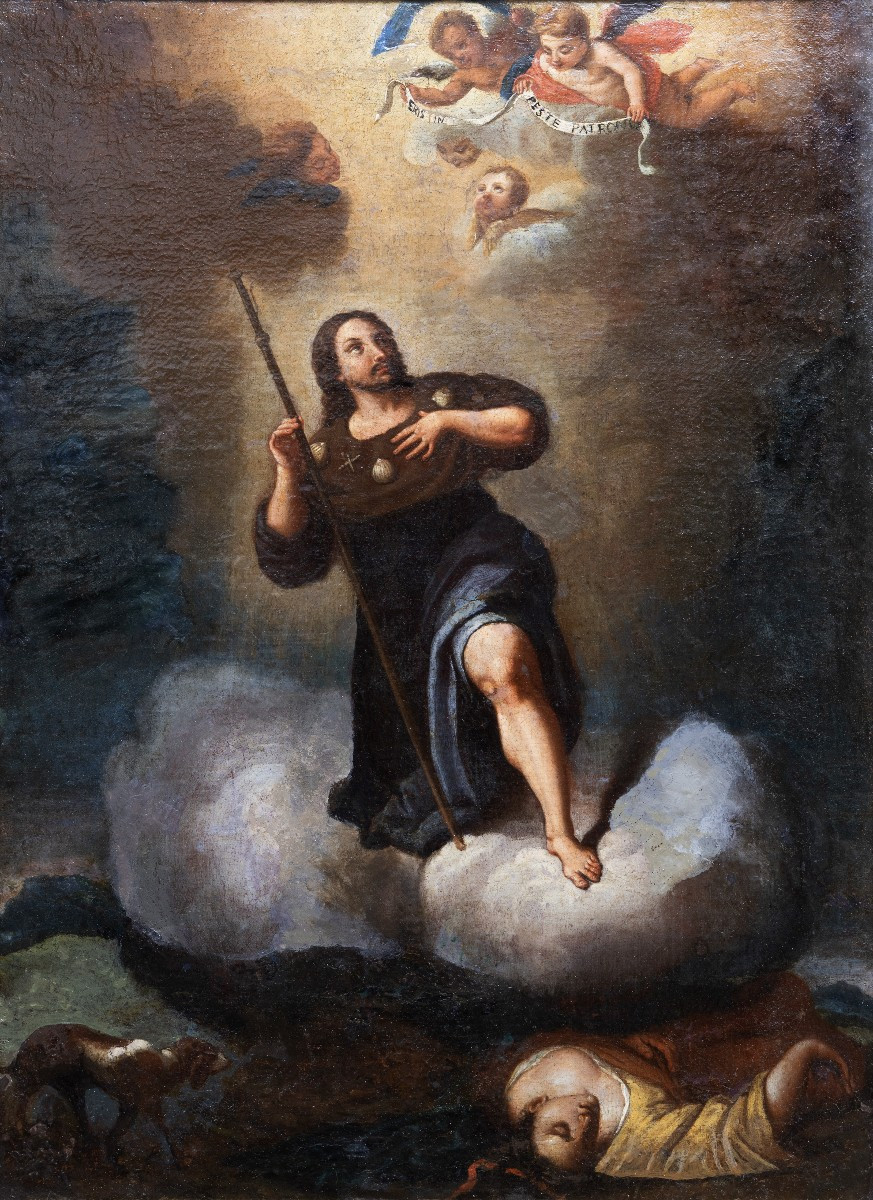 Cercle de Murillo - Saint Roch intercédant pour les pestiférés - Huile sur toile - fin XVIIe