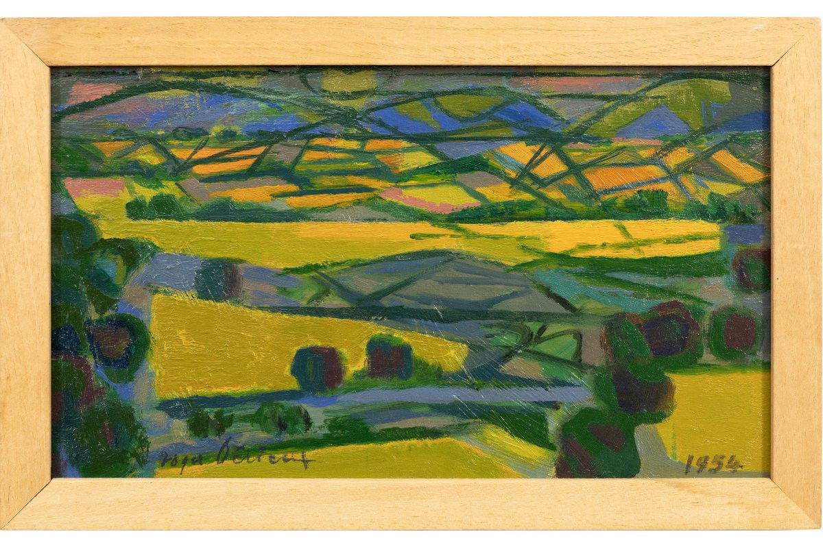 Roger DÉRIEUX - Petit paysage (Mirmande) - Huile sur panneau - Signée et datée 1954-photo-2