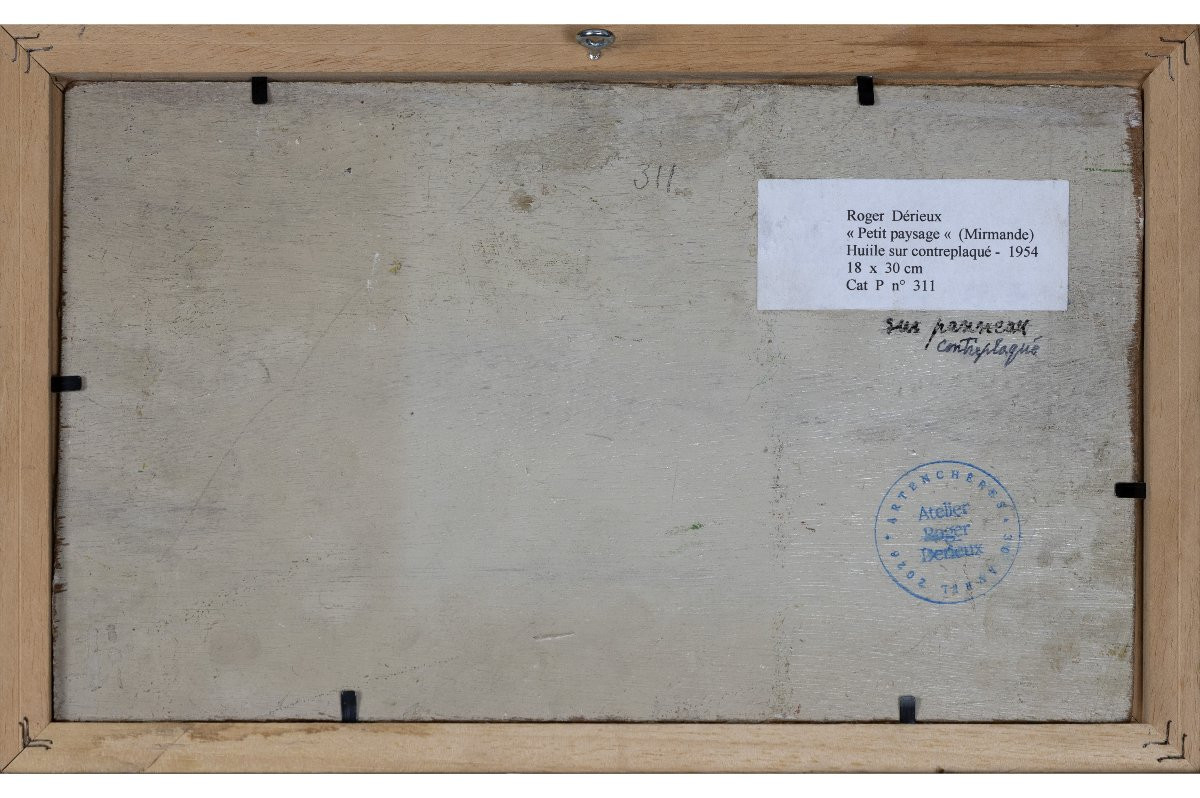 Roger DÉRIEUX - Petit paysage (Mirmande) - Huile sur panneau - Signée et datée 1954-photo-4