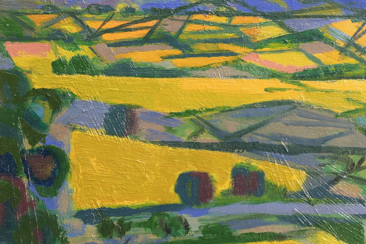 Roger DÉRIEUX - Petit paysage (Mirmande) - Huile sur panneau - Signée et datée 1954-photo-1