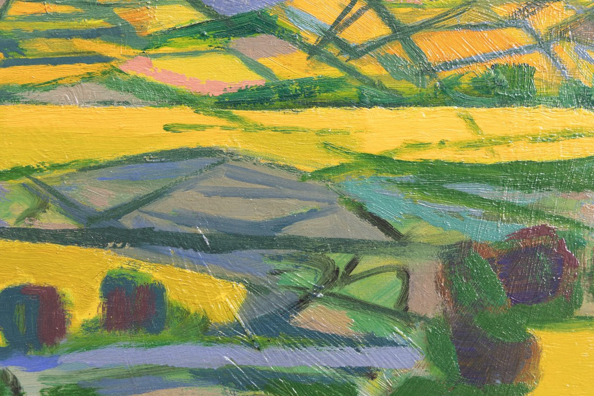 Roger DÉRIEUX - Petit paysage (Mirmande) - Huile sur panneau - Signée et datée 1954-photo-2