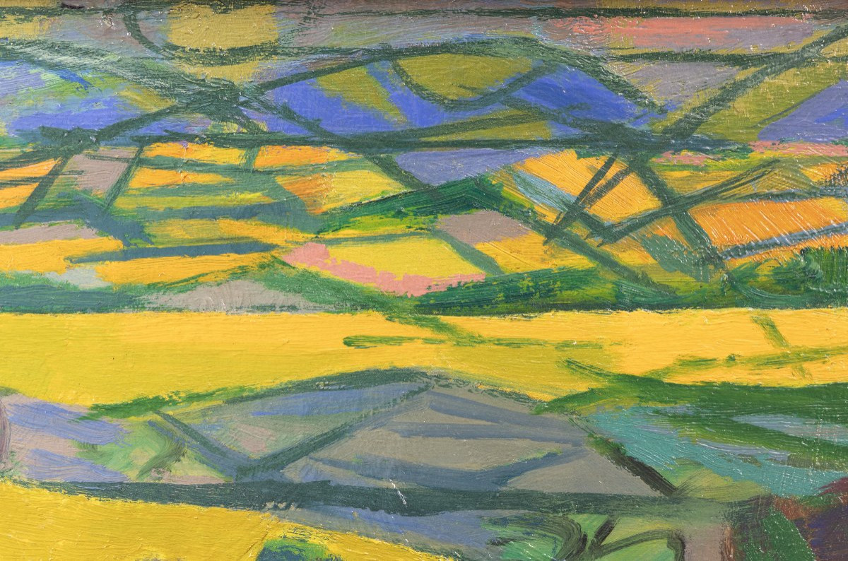 Roger DÉRIEUX - Petit paysage (Mirmande) - Huile sur panneau - Signée et datée 1954-photo-4