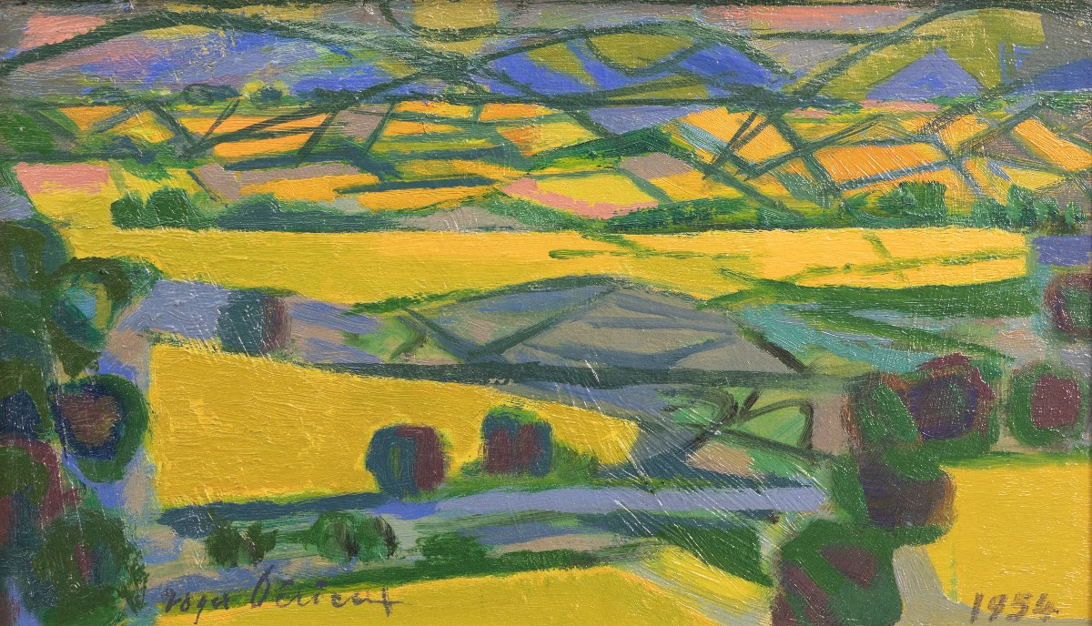 Roger DÉRIEUX - Petit paysage (Mirmande) - Huile sur panneau - Signée et datée 1954