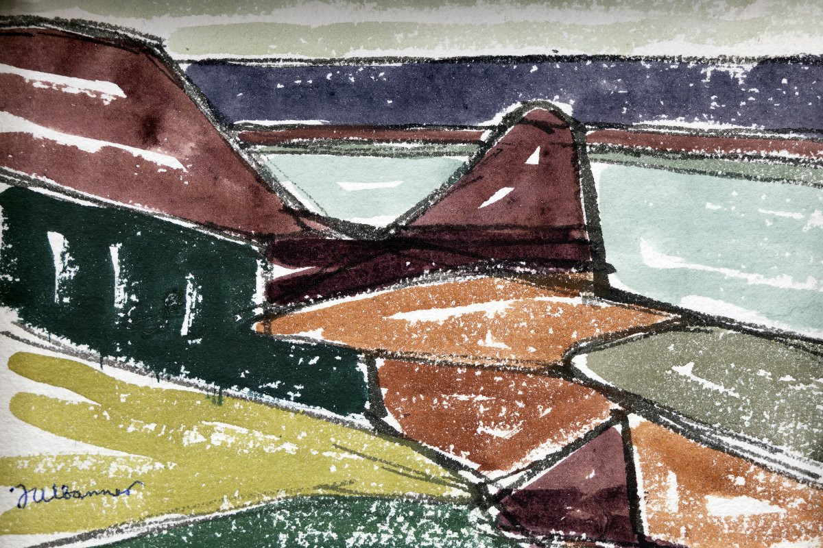 Claude DALBANNE - Bretagne, vers 1920 - Aquarelle et encre - Signé et daté-photo-1