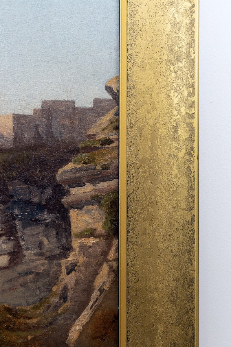Antoine Claude Ponthus-cinier - Amalfi Coast With Cliffs And Figures - Oil On Canvas-photo-6