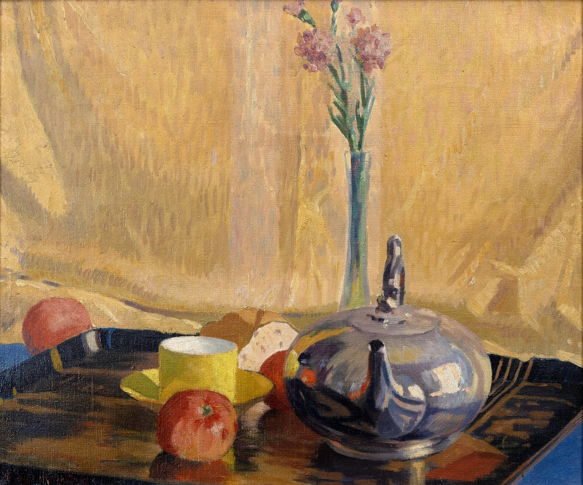 Fély-mouttet - Still Life With A Teapot - Oil On Canvas - Signed