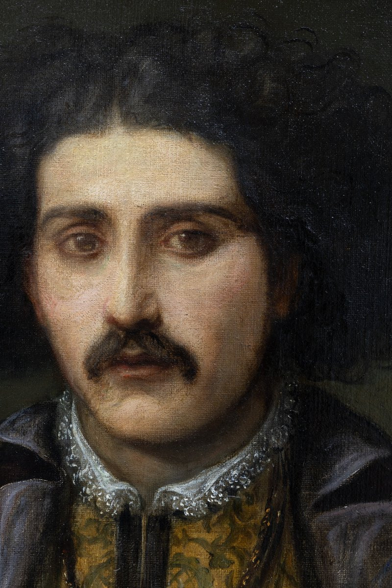 Portrait d’acteur en costume de scène – Huile sur toile – XIXe - Monogrammée-photo-2