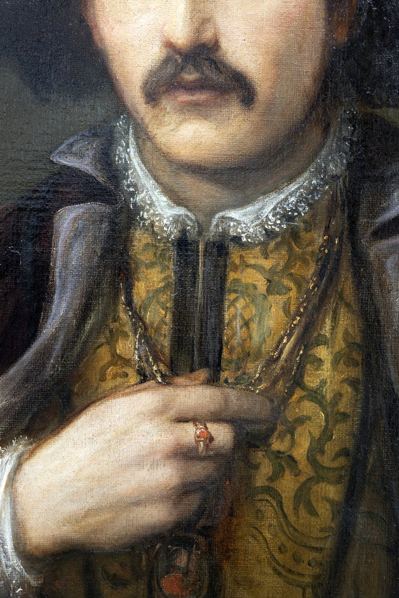Portrait d’acteur en costume de scène – Huile sur toile – XIXe - Monogrammée-photo-3