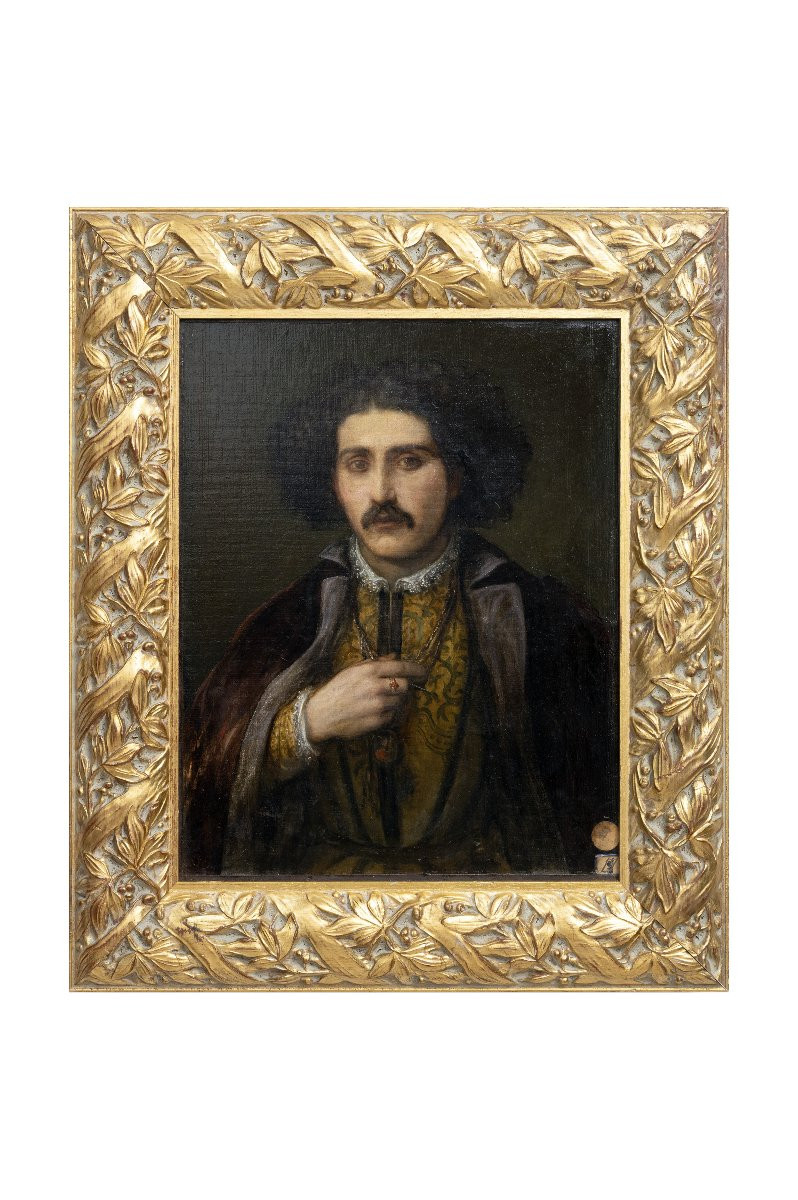 Portrait d’acteur en costume de scène – Huile sur toile – XIXe - Monogrammée-photo-6