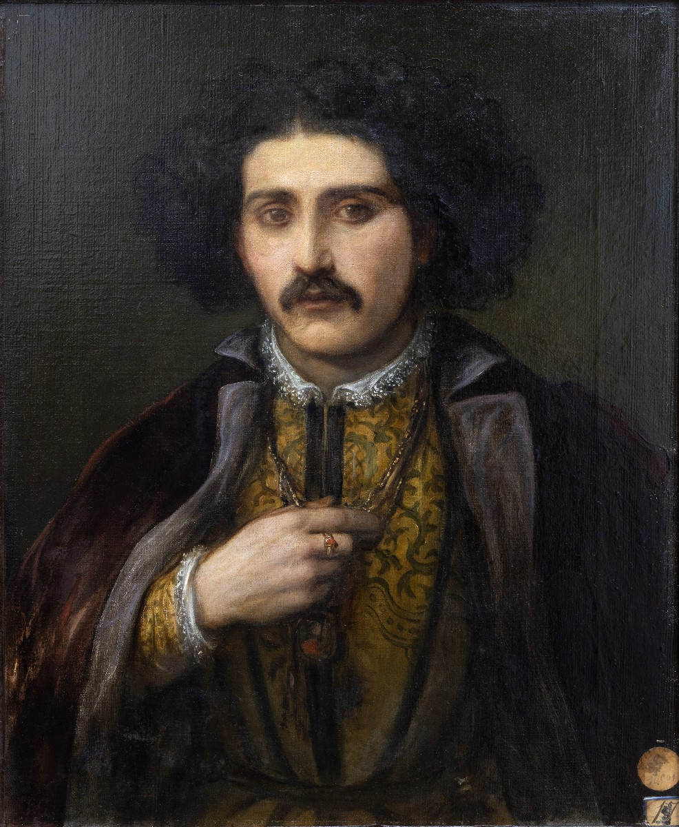 Portrait d’acteur en costume de scène – Huile sur toile – XIXe - Monogrammée