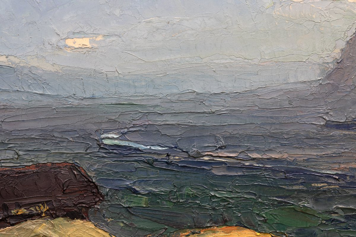 Pierre Calès - Isère Valley Towards Grenoble - Oil On Cardboard , 73 X 33 Cm-photo-5