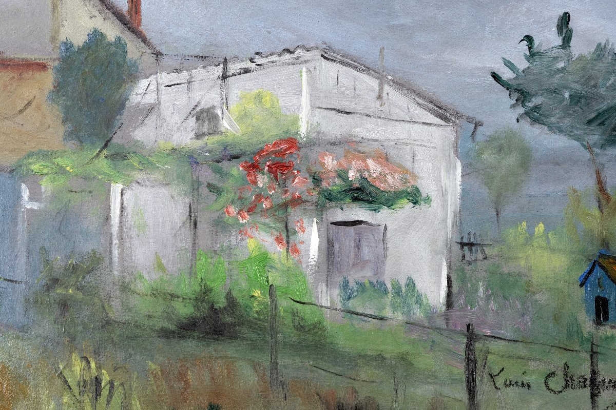 Louis Chapuy - Jardins Ouvriers à Gerland, Lyon - Oil On Cardboard - Signed-photo-1
