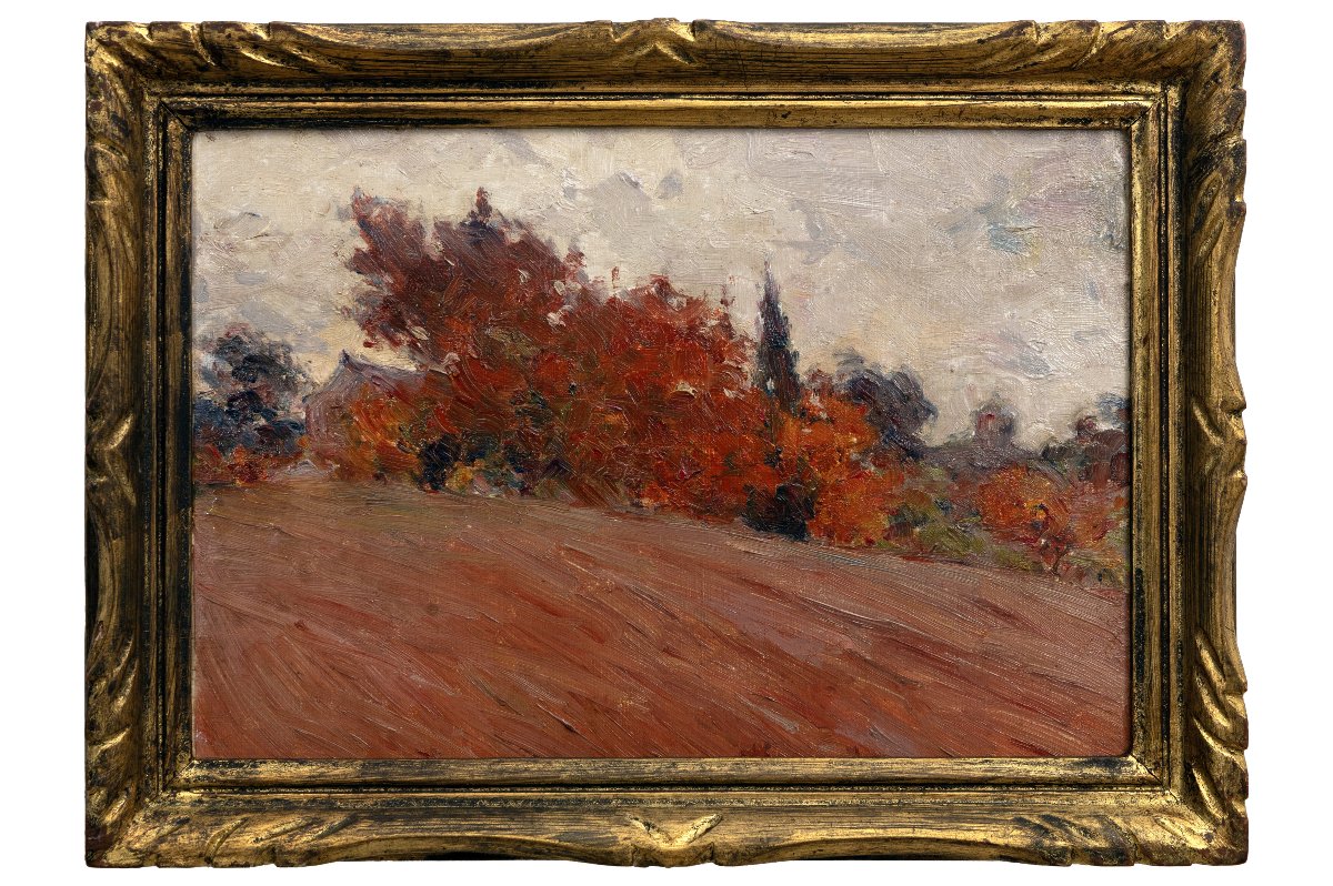 Joseph Milon - Autumn Landscape - Oil On Board - Signed And Dated 1916-photo-2