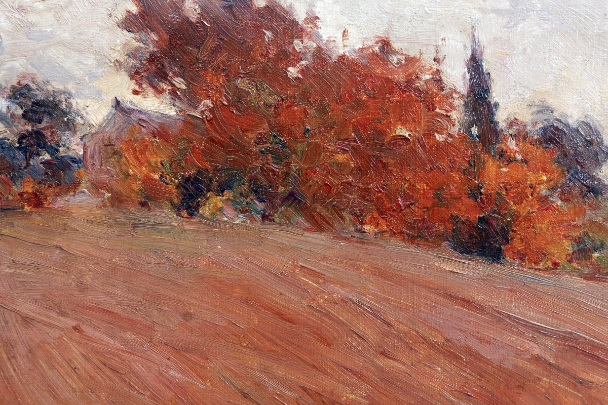 Joseph Milon - Autumn Landscape - Oil On Board - Signed And Dated 1916-photo-1