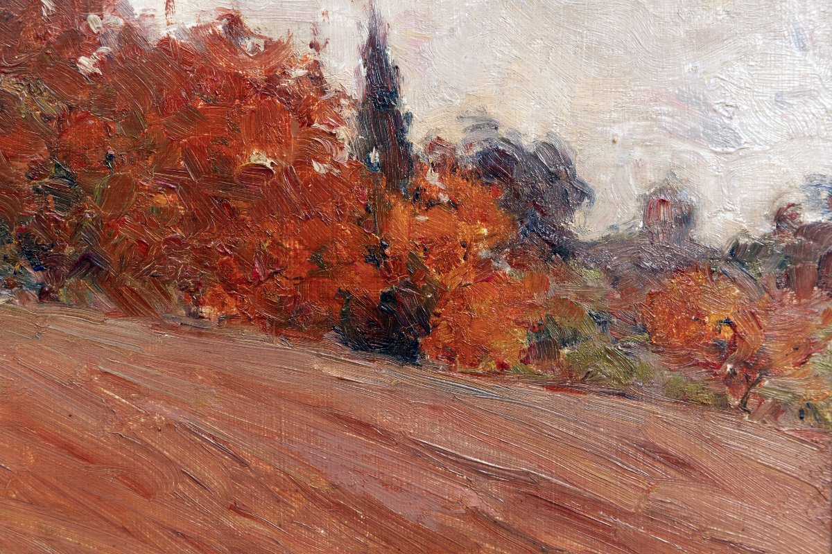 Joseph Milon - Autumn Landscape - Oil On Board - Signed And Dated 1916-photo-2