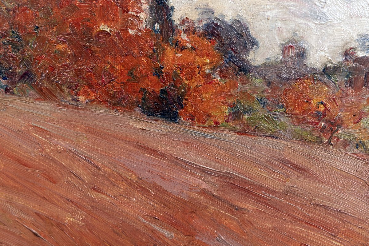 Joseph Milon - Autumn Landscape - Oil On Board - Signed And Dated 1916-photo-4