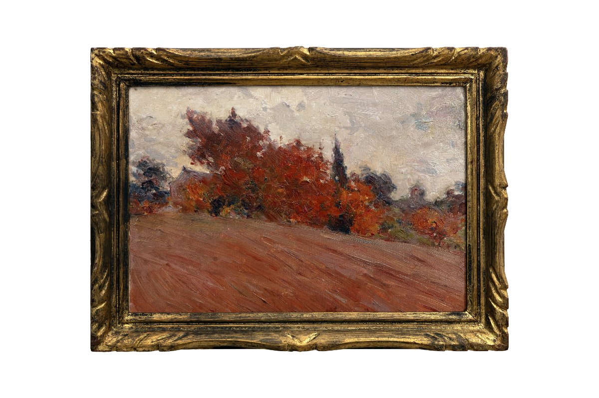 Joseph Milon - Autumn Landscape - Oil On Board - Signed And Dated 1916-photo-5