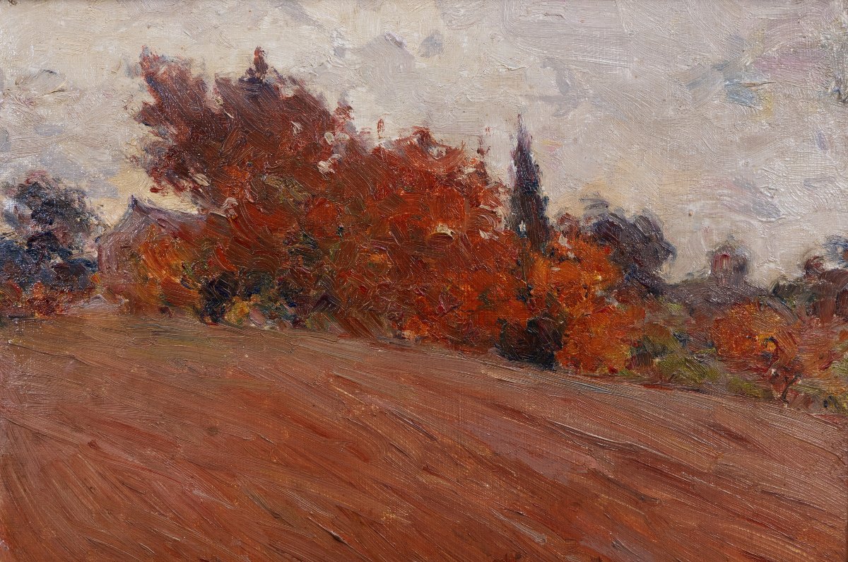 Joseph Milon - Autumn Landscape - Oil On Board - Signed And Dated 1916