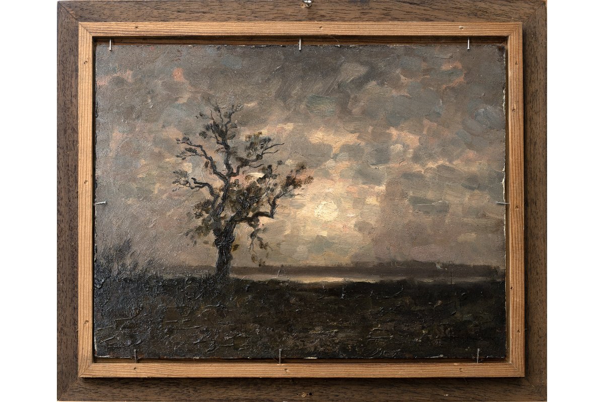 Alphonse STENGELIN – Moulin au bord d’un canal, Ciel d’orage – Huiles sur panneau - Signées-photo-3