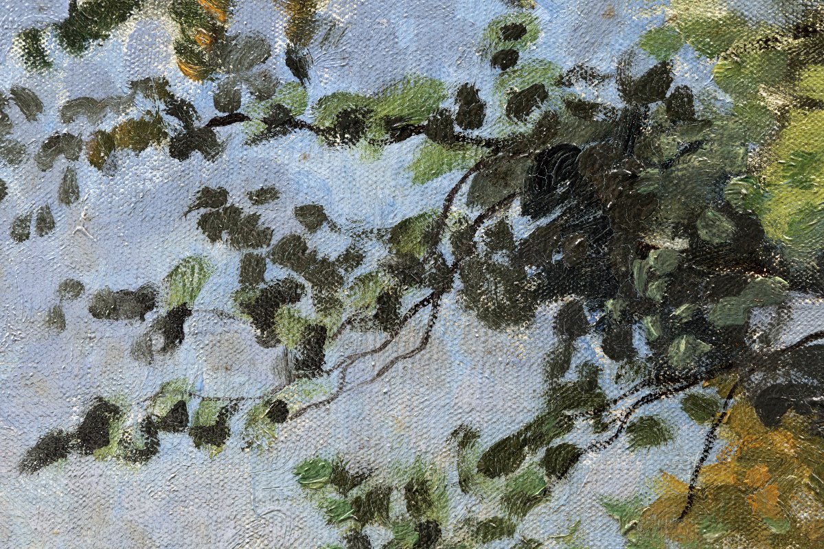 Pierre-Eugène CLAIRIN – Bords de rivière à l'écluse, avec personnages– Huile sur toile – Signée-photo-1