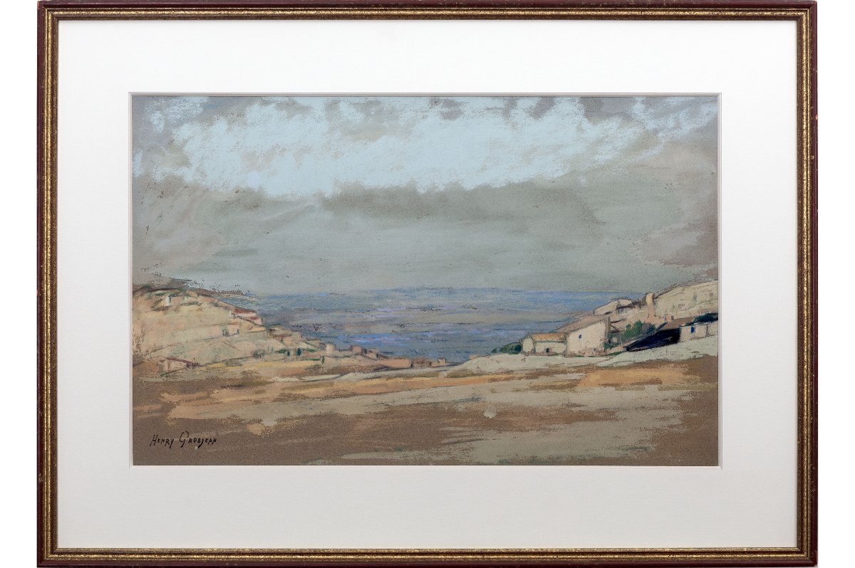 Henry GROSJEAN – Paysage du Revermont – Pastel – Signé -photo-2