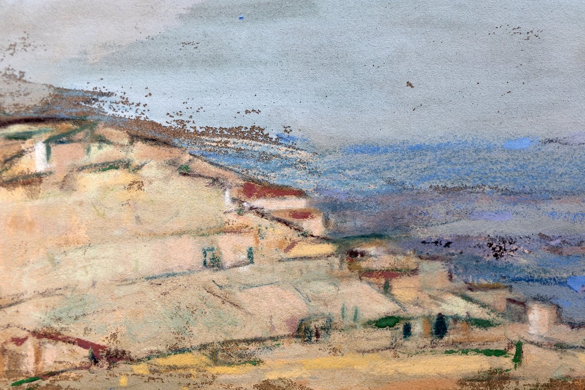 Henry GROSJEAN – Paysage du Revermont – Pastel – Signé -photo-1