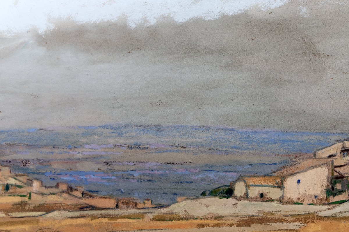 Henry GROSJEAN – Paysage du Revermont – Pastel – Signé -photo-4