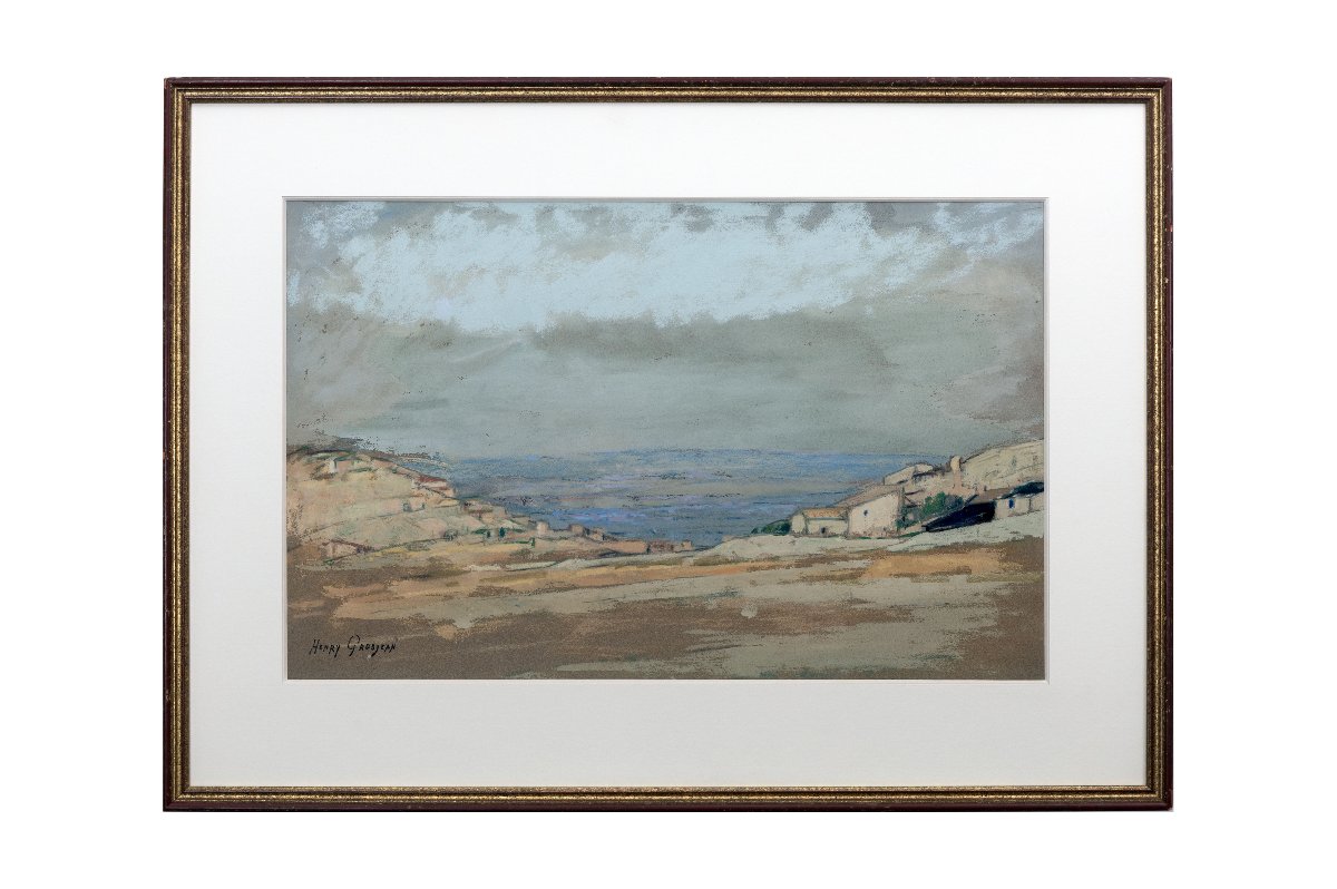 Henry GROSJEAN – Paysage du Revermont – Pastel – Signé -photo-5