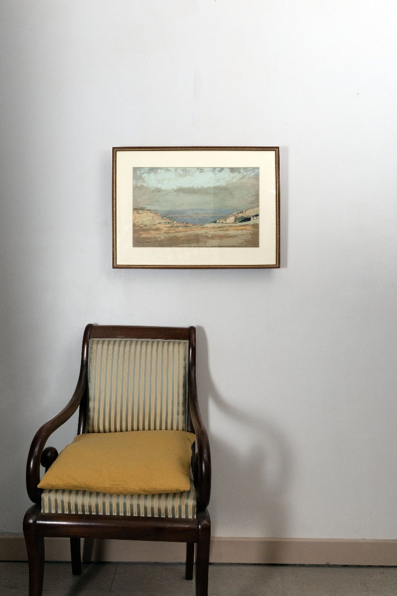 Henry GROSJEAN – Paysage du Revermont – Pastel – Signé -photo-6