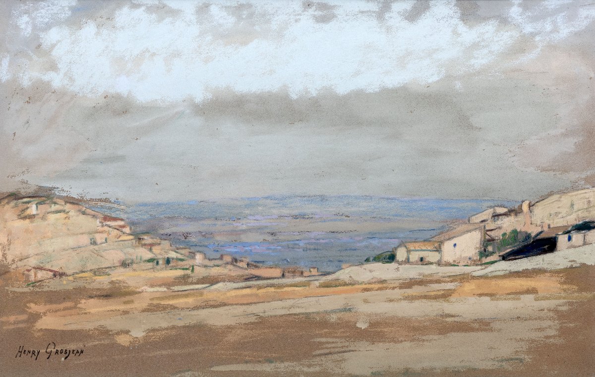Henry GROSJEAN – Paysage du Revermont – Pastel – Signé 