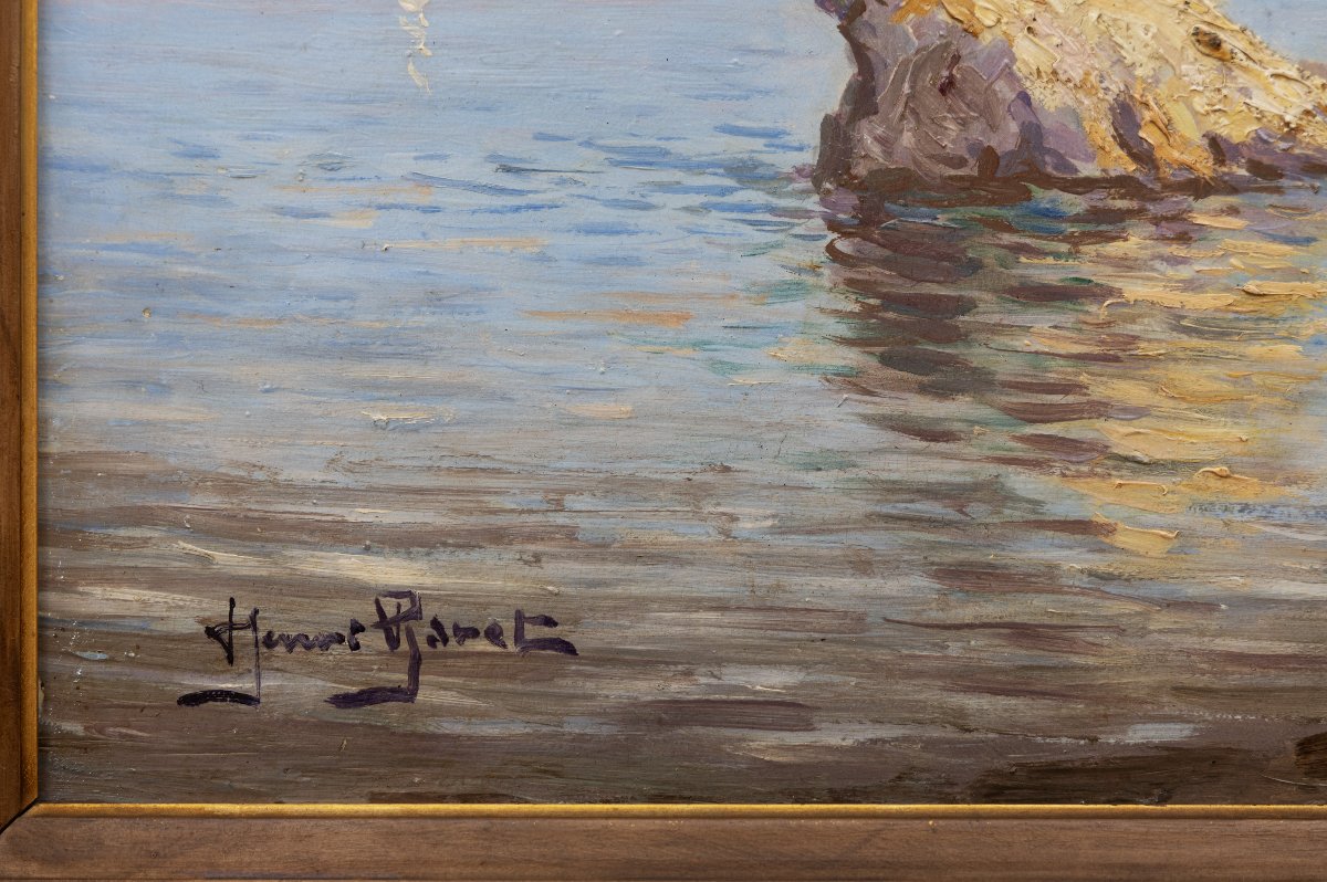 Henri Baret – Maldormé Cove In Marseille – Oil On Panel – Signed And Dated 1905 On The Reverse-photo-3