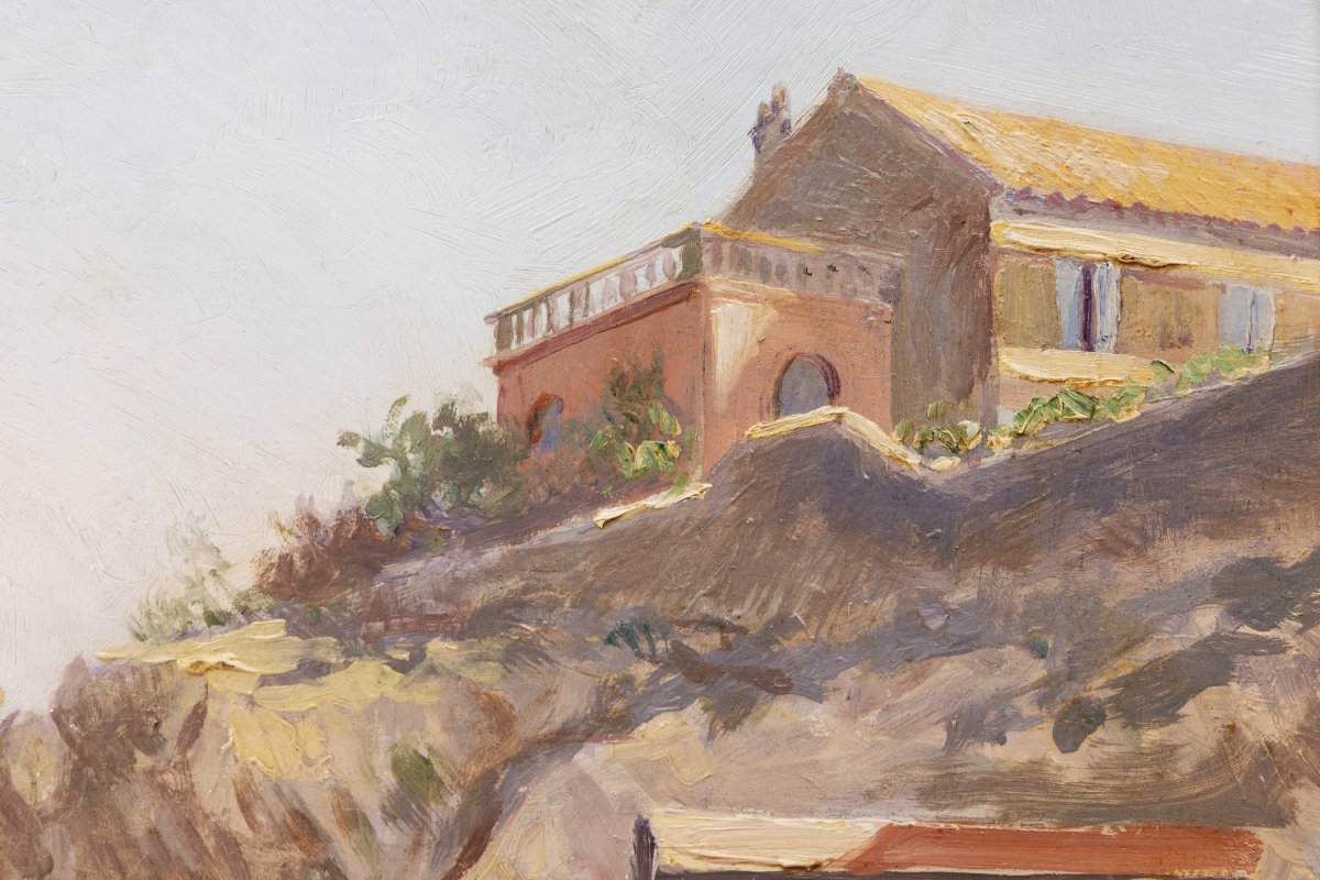 Henri Baret – Maldormé Cove In Marseille – Oil On Panel – Signed And Dated 1905 On The Reverse-photo-4