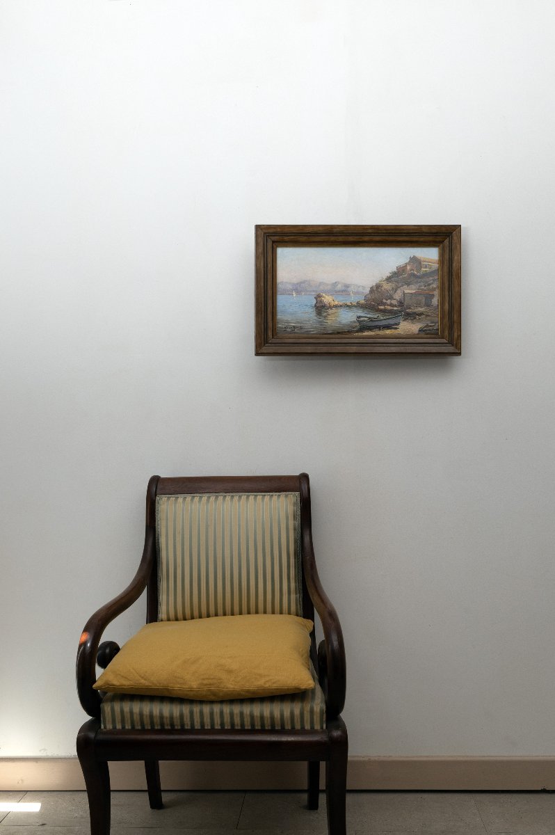 Henri Baret – Maldormé Cove In Marseille – Oil On Panel – Signed And Dated 1905 On The Reverse-photo-7